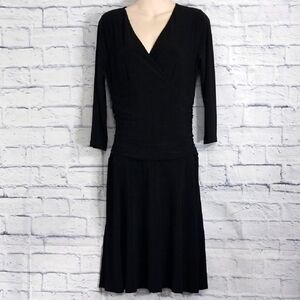 🔵BOGO FREE🔵 Rekucci Black Long Sleeve Dress w Ruching at Waist Sz 8